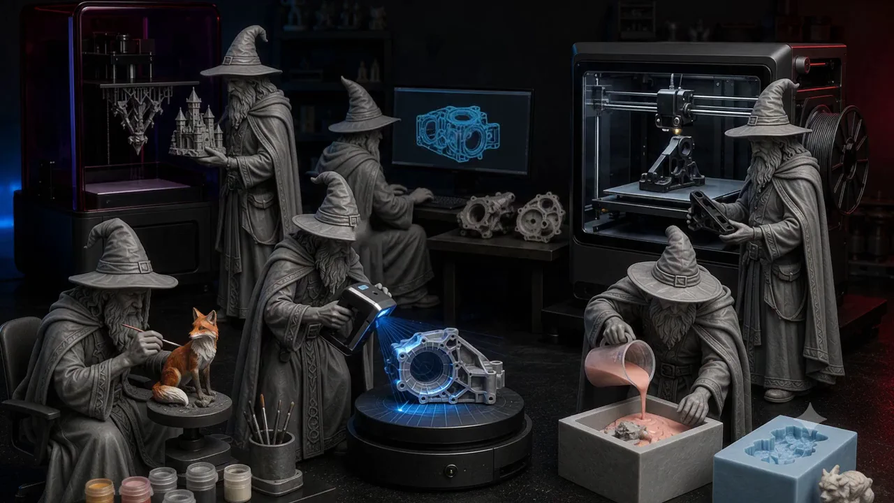 3D spausdinimo, skenavimo ir dažymo paslaugos vienoje dirbtuvėje