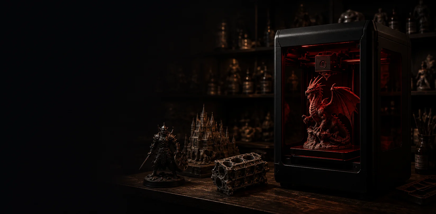 Dažytos 3D spausdintos figūrėlės ir dioramos iš darbų galerijos
